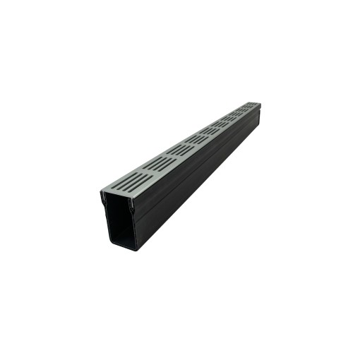 Threshold Channel Drain 1m Silver Aluminium Grating