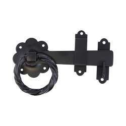 6" Twisted Ring Gate Latch Black